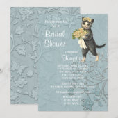 Posh Katten Blauw Bruids Douche Uitnodiging (Voorkant / Achterkant)