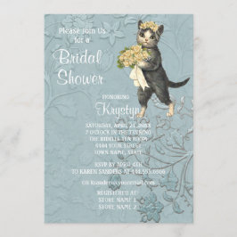 Posh Katten Blauw Bruids Douche Uitnodiging
