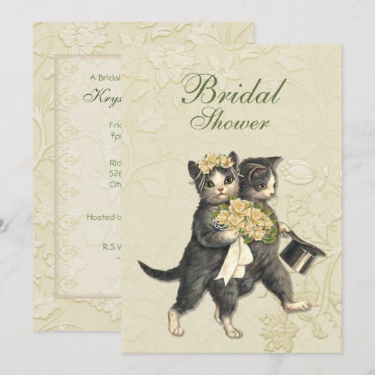 Posh Katten Bruids Douche Uitnodiging (Voorkant / Achterkant)