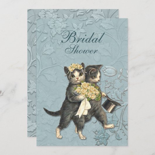 Posh Katten Bruids Douche Uitnodiging (Voorkant / Achterkant)