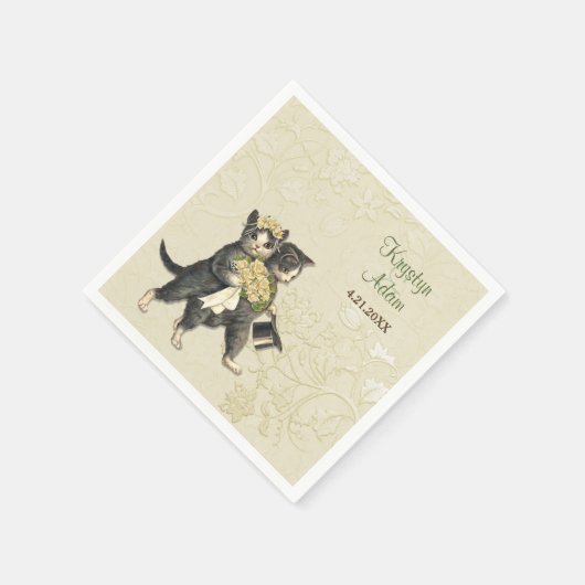 Posh Katten Bruiloft 2 Ivoor Papier Servetten (Hoek)