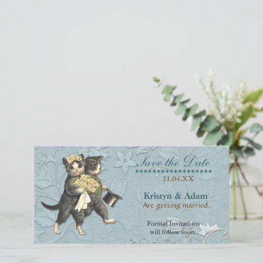 Posh Katten Bruiloft Bewaar de Datum Save The Date (Staand voorkant)