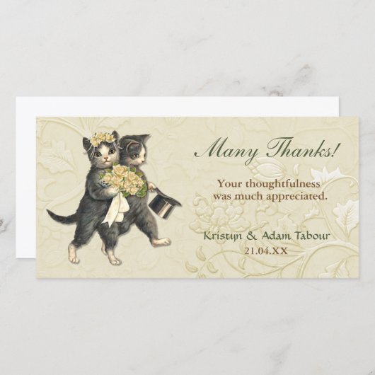 Posh Katten Bruiloft Dank u kaart (Voorkant / Achterkant)