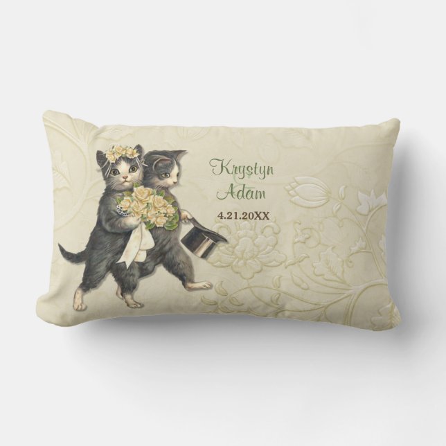 Posh Katten Bruiloft Ivoor - Lumbaal Kussen (Voorkant)