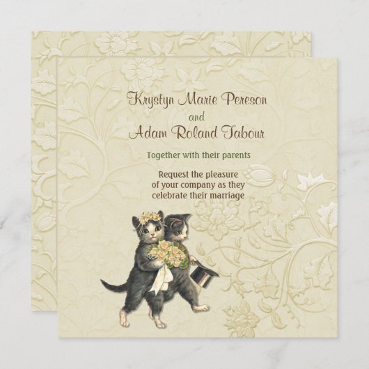 Posh Katten Ivoor Bruiloft Uitnodiging (Voorkant / Achterkant)