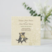 Posh Katten Ivoor Bruiloft Uitnodiging (Staand voorkant)