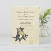 Posh Katten Ivoor Bruiloft Uitnodiging (Staand voorkant)