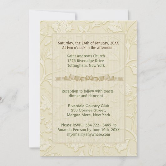 Posh Katten Ivoor Bruiloft Uitnodiging (Achterkant)