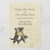 Posh Katten Ivoor Bruiloft Uitnodiging