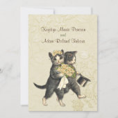 Posh Katten Ivoor Bruiloft Uitnodiging 2 (Voorkant)