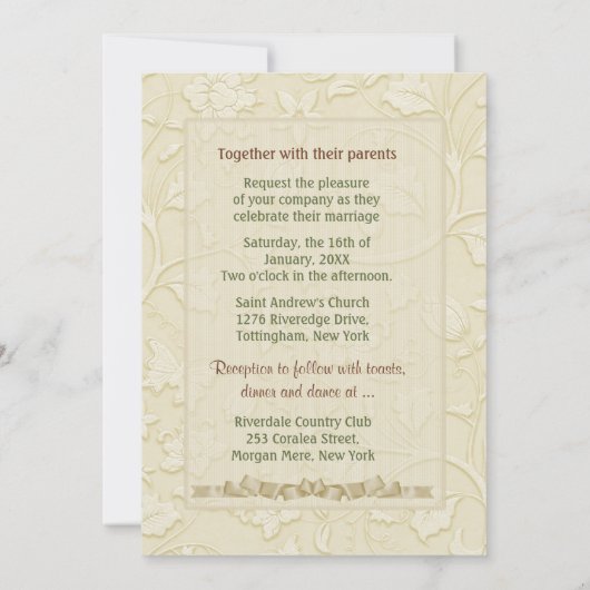 Posh Katten Ivoor Bruiloft Uitnodiging 2 (Achterkant)