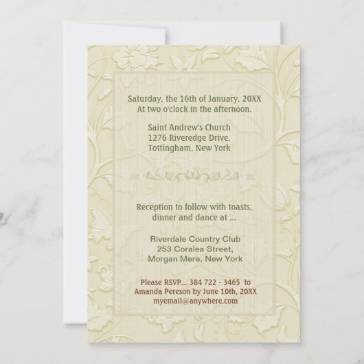 Posh Katten Ivoor Bruiloft ver2 Uitnodiging (Achterkant)