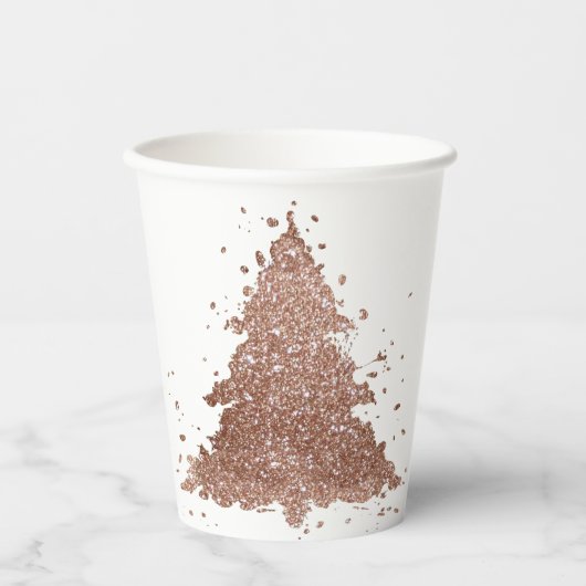 Posh Kerstboom | Glam Roos Goud Luxe Papieren Bekers (Voorkant)