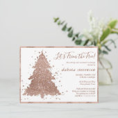 Posh Kerstmis | Glam Roos Gold Tree Trim Party Feestdagenkaart (Staand voorkant)