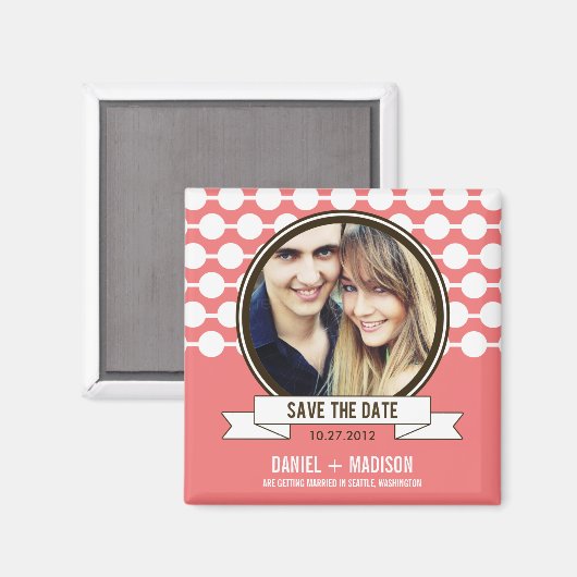 Posh koppel Bewaar de datum magneet - roze (Voorkant / Achterkant)