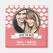 Posh koppel Bewaar de datum magneet - roze (Voorkant)