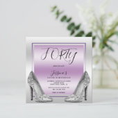 Posh Lila & Zilveren Stiletto's 40e verjaardag Kaart (Staand voorkant)