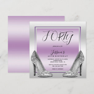 Posh Lila & Zilveren Stiletto's 40e verjaardag Kaart