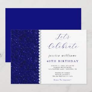 Posh Lovertjes & Diamanten Navy Verjaardag Kaart