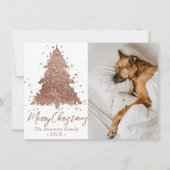 Posh Merry Christmas | Glam Roos Gold Tree Foto Feestdagenkaart (Voorkant)