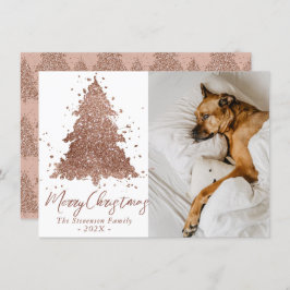 Posh Merry Christmas | Glam Roos Gold Tree Foto Feestdagenkaart