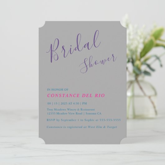 Posh Minimal Bridal Shower Kaart (Staand voorkant)