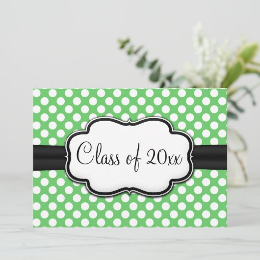 Posh Mint Green Polka Dot Afstuderen Kaart (Staand voorkant)