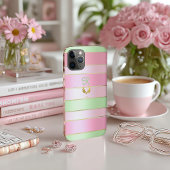 Posh Monogrammed Pastel Pink and Green  Case-Mate iPhone Case