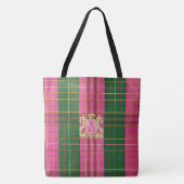Posh Monogrammed Roze en Groen Plaid Canvas tas (Voorkant)