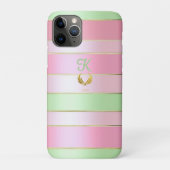 Posh Monogrammering Pastel Roze en Groen Case-Mate iPhone Case (Achterkant)