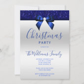 Posh Navy Blue Jewel Bow Kerstfeest Kaart (Voorkant)