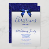 Posh Navy Blue Jewel Bow Kerstfeest Kaart (Voorkant / Achterkant)