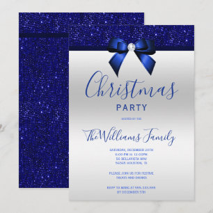 Posh Navy Blue Jewel Bow Kerstfeest Kaart