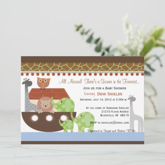 Posh Noahs Ark Invitation Kaart (Staand voorkant)