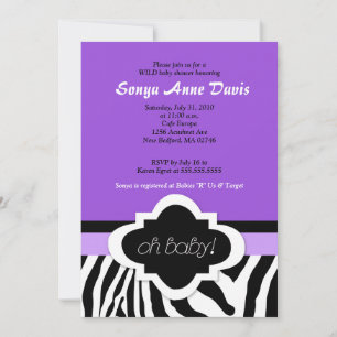 Posh "Oh Baby" Zebra Stripe 5x7 Baby shower Uitnod Kaart