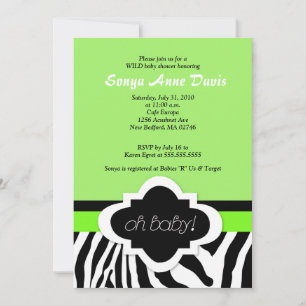 Posh "Oh Baby" Zebra Stripe 5x7 Baby shower Uitnod Kaart