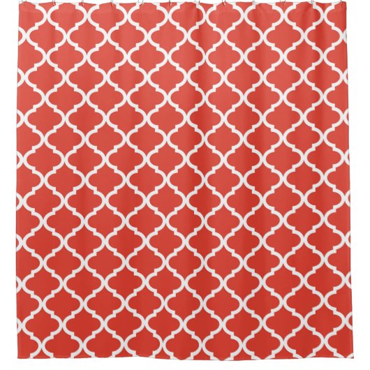 Posh Oranje Red Moraccan Quatrefoil Patroon Douchegordijn (Voorkant)