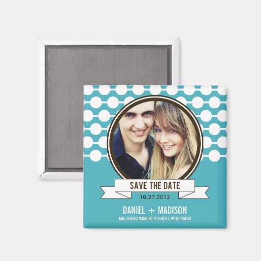 Posh Paar Save De Datum Magneet - Turquoise (Voorkant / Achterkant)