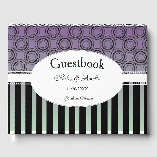 Posh Paars en Green Wedding Day Guestbook Gastenboek (Voorkant)