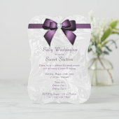 Posh Paarse Diamond Bow & Damask Sweet 16 Kaart (Staand voorkant)