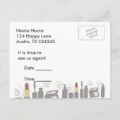 Posh Party Beauty Mode Make-up & Gezicht Uitnodiging Briefkaart (Achterkant)