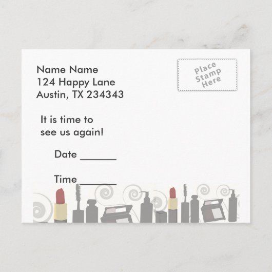 Posh Party Beauty Mode Make-up & Gezicht Uitnodiging Briefkaart (Achterkant)