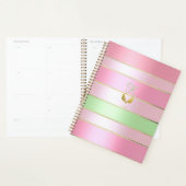 Posh Pastel Pink and Green Striped Planner (Display)