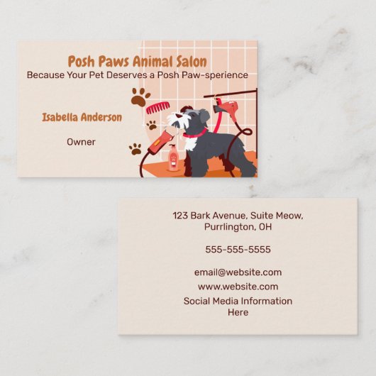 Posh Paws Pet Salon Visitekaartje (Voorkant / Achterkant)