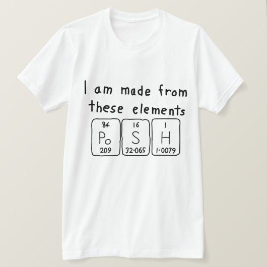 Posh periodiek table name shirt (Design voorkant)
