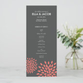 Posh Petals | koraal | Ceremony-programma Programmakaart (Staand voorkant)