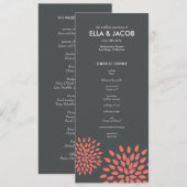 Posh Petals | koraal | Ceremony-programma Programmakaart (Voorkant / Achterkant)