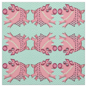 Posh Piggy in Pink op Lucite Green Stof