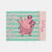 Posh Piggy in Pink op Mint Green Gepersonaliseerd Fleece Deken (Voorkant (Horizontaal))