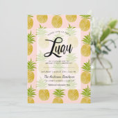 Posh Pineapple Luau Invite Kaart (Staand voorkant)